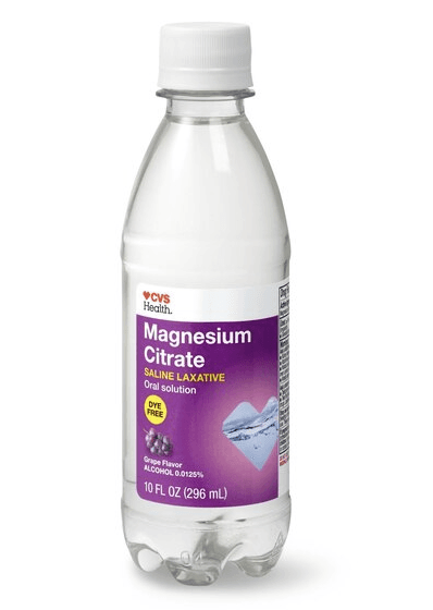 Magnesium citrate laxative bottle, available at CVS